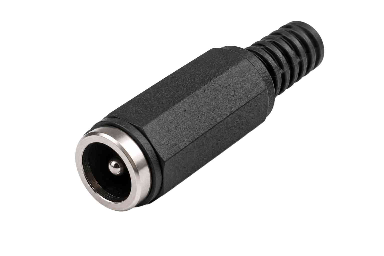 DC napájecí konektor samice kabelový černý 2,1x5,5mm - celkový pohled